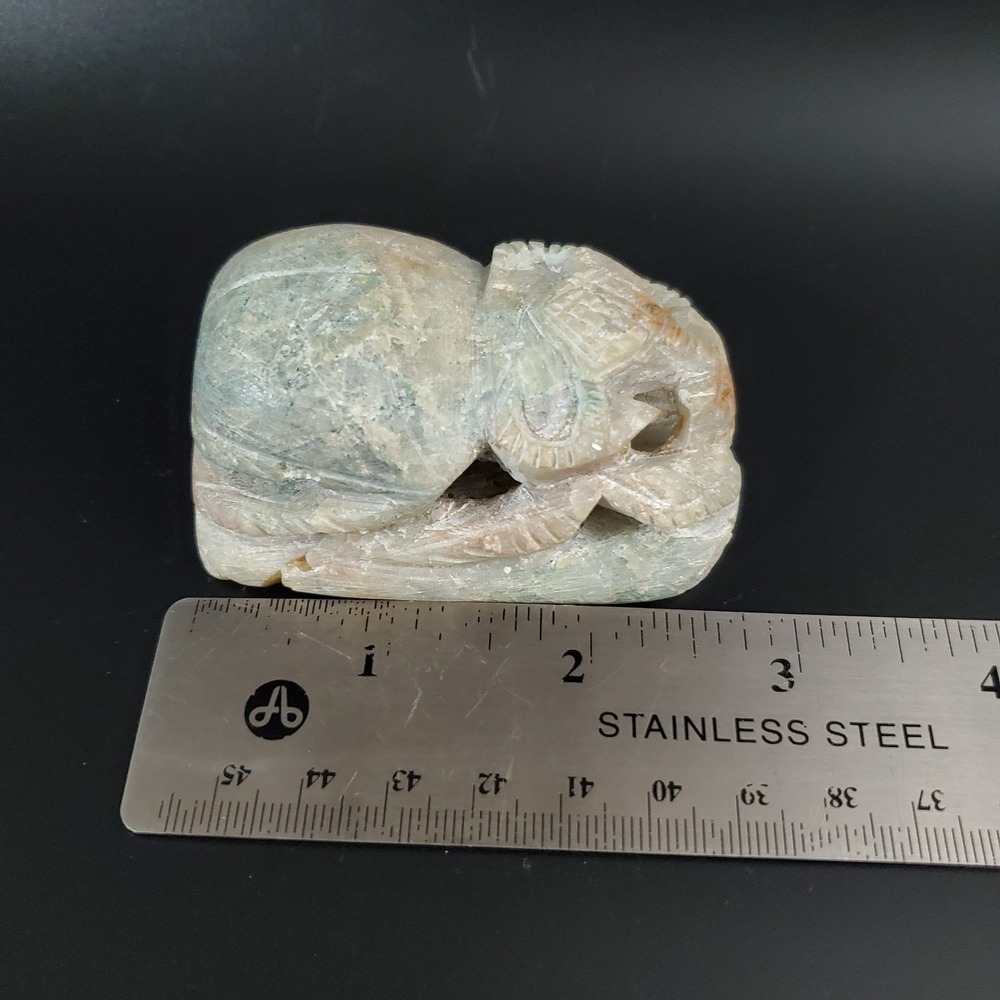 Vintage Carved Stone Egyptian Scarab Beetle Sculpture Hieroglyphics Pendant